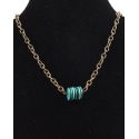 Just 1 Time® Ladies' Turquoise Wafer Brass Necklace