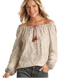 Panhandle® Ladies' Border Print Peasant Top