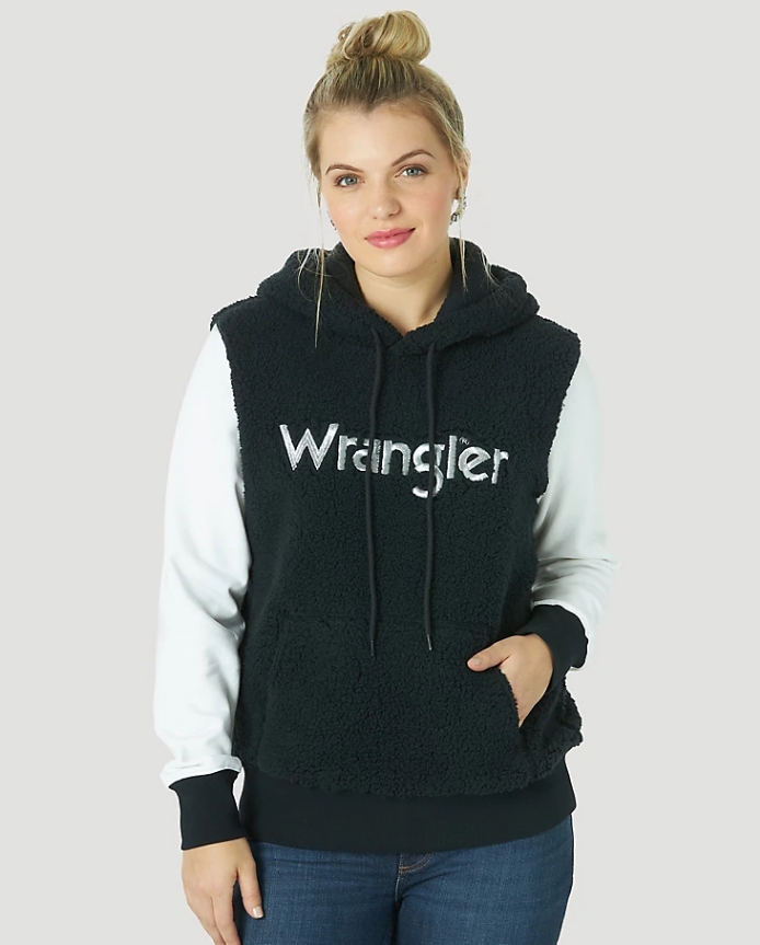 Wrangler Retro® Ladies' Sherpa Colorblock Logo Hoodie - Fort Brands
