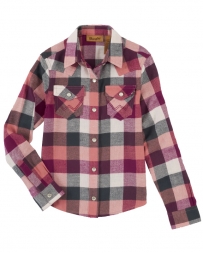 Wrangler® 20X® Girls' Purple Plaid LS Snap Shirt