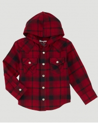 Wrangler® Boys' LS Plaid Hooded Shirt