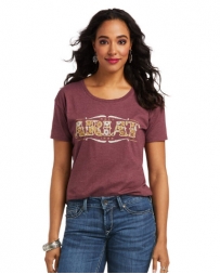 Ariat® Ladies' Wordmark Tee Burgundy