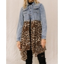 ODDI® Ladies' Multiple Printed Asymmetrical Leopard Jacket