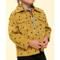 ODDI® Girls' Washed Star Print Button Down Jacket