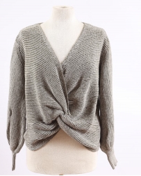 She + Sky® Ladies' Front Twist Sweater