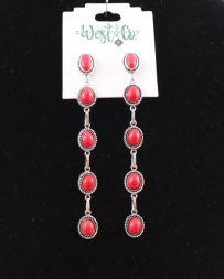 West & Co.® Ladies' Red 5 Stone Drop Earrings