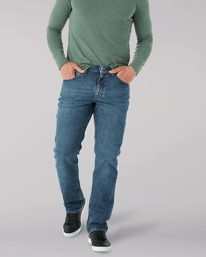 ◆LEE◆ Kansas Lee Man to Man Navy Men's Lee Custom Fit Navy Blue Straight Loose Fit Khaki