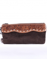 American Darling Ladies' Black/Tan Tooled Wristlet