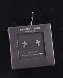 Just 1 Time® Ladies' Boxed Silver Cross Earring