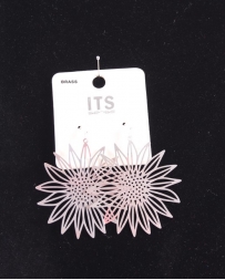 Just 1 Time® Ladies' Lg Silver Sunflower Earrings