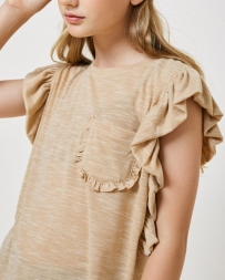 Girls' Heathered Ruffle Pocket Tee