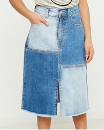 Girls' Denim Contrast Midi Skirt