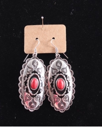 Just 1 Time® Ladies' Oval Conch Red Stone Dangle