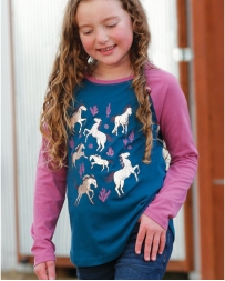 Cruel® Girls' Multi Horse LS Top