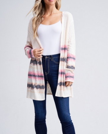 Ladies' Tie Dye Long Cardi - Fort Brands
