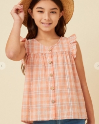 Girls' Plaid Ruffle Sleeve Top