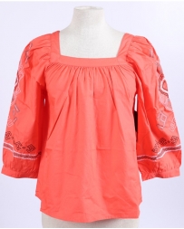 Wrangler Retro® Ladies' Embroidered 3/4 Sleeve Top