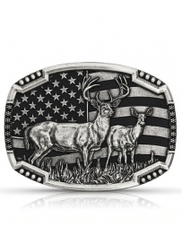 Montana Silversmiths® American Flag Deer Buckle