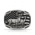 Montana Silversmiths® American Flag Deer Buckle