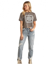 Rock and Roll Cowgirl® Ladies' Cropped Bandana Print Tee