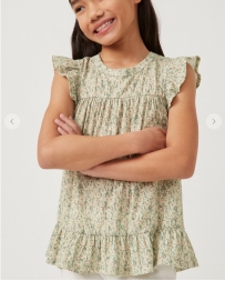 Girls' Floral Ruffle Sleeve Top