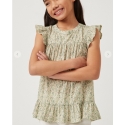 Girls' Floral Ruffle Sleeve Top