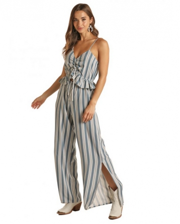 Rock and Roll Cowgirl® Ladies' Stripe Print Jumpsuit