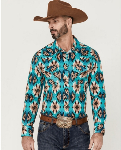 Rock & Cowboy® Men's LS Aztec Print Snap Shirt - Fort Brands