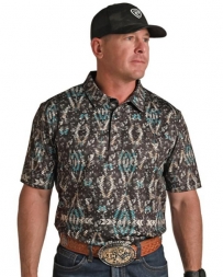 Rock & Roll Cowboy® Men's SS Aztec Print Polo