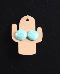 Just 1 Time® Ladies' Lg Round Turquoise Studs
