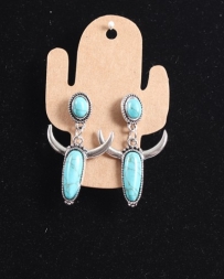 Just 1 Time® Ladies' Turquoise Steer Dangle Earrings