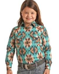 Rock and Roll Cowgirl® Girls' LS Geo Print Snap Shirt