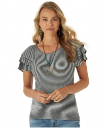 Wrangler® Ladies' Striped Flutter Sleeve Top