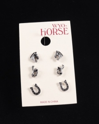 WYO-Horse Jewelry® Ladies' Set Of 3 Horse Earrings