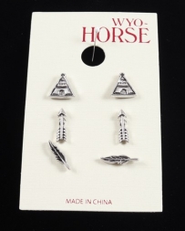 WYO-Horse Jewelry® Ladies' Set Of 3 Tribal Earrings