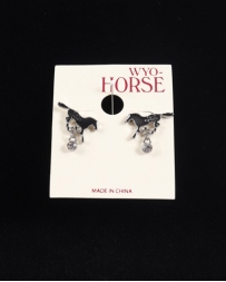 WYO-Horse Jewelry® Ladies' Firey Black Horse Earrings