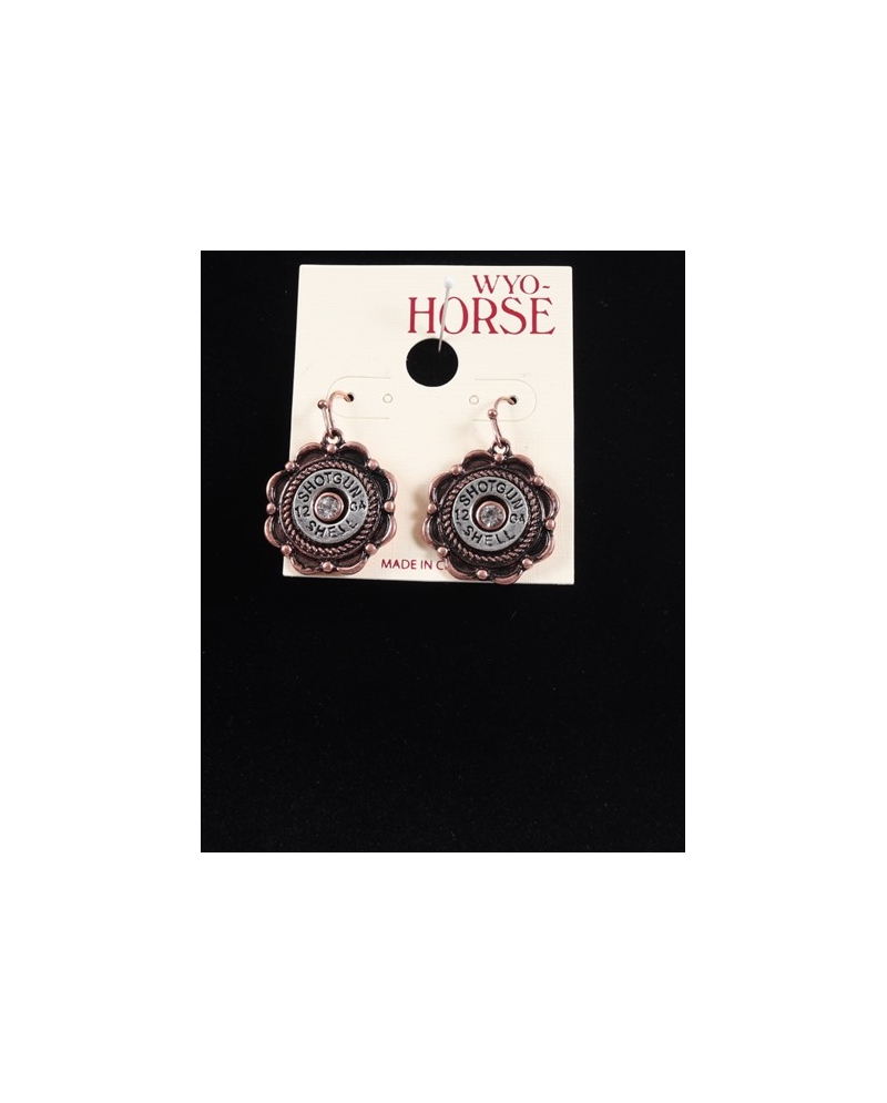 WYO Horse Jewelry Ladies Copper Shotgun Shell Earrings Fort Brands