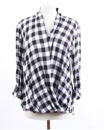 Ladies' Black/White Plaid Top