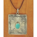 J. Alexander Rustic Silver® Ladies' Rectangle Turquoise Necklace