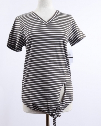 Ladies' Front Tie Stripe Top