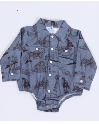 Boys' Infant LS Pearl Snap Onesie