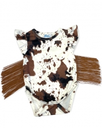 Girls' Brown Cowprint Fringe Onesie