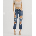 Kancan® Ladies' Mid Rise Distressed Crop
