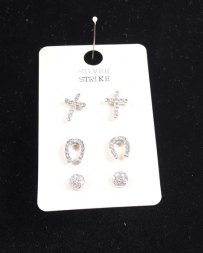 Silver Strike® Ladies' 3 Pair Earring Set