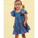 ODDI® Girls' Ruffle Sleeve Denim Dress