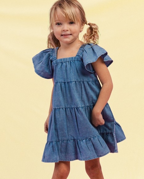 Girls Stella Denim Dress In Vintage | Bardot Junior