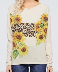 Ladies' LS Sunflower Cheetah Print