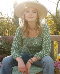 Cruel® Ladies' Cactus Print Smocked Top