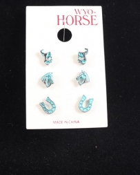WYO-Horse Jewelry® Ladies' Horse Earring Trio-Patina