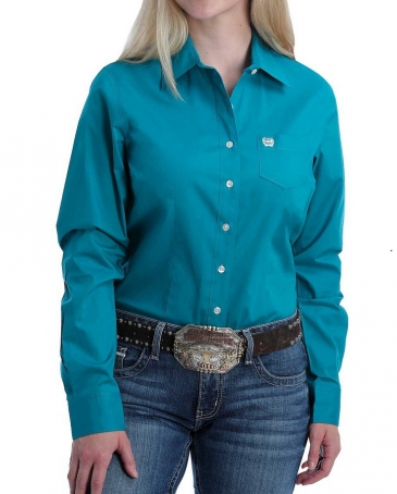 Cinch® Ladies' Teal Solid Button Down Shirt